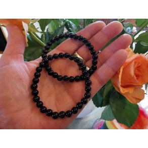 Smukt Sort Onyx Sten Armbnd 6 mm rund