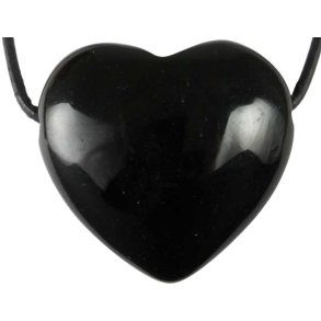 Smukt Sort Onyx Sten Hjerte Vedhng