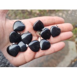  Lille Sort Onyx Sten Hjerte Vedhng