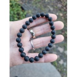 Mat Sort Onyx Sten Armbnd 8mm rund - 21 cm - Unisex - Herre