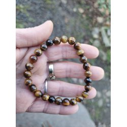  Tigerje Sten Armbnd - 8 mm rund - 21cm - Unisex - Herre